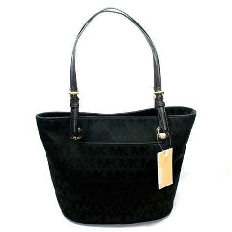 michael kors black handbag tote|michael kors black signature handbag.